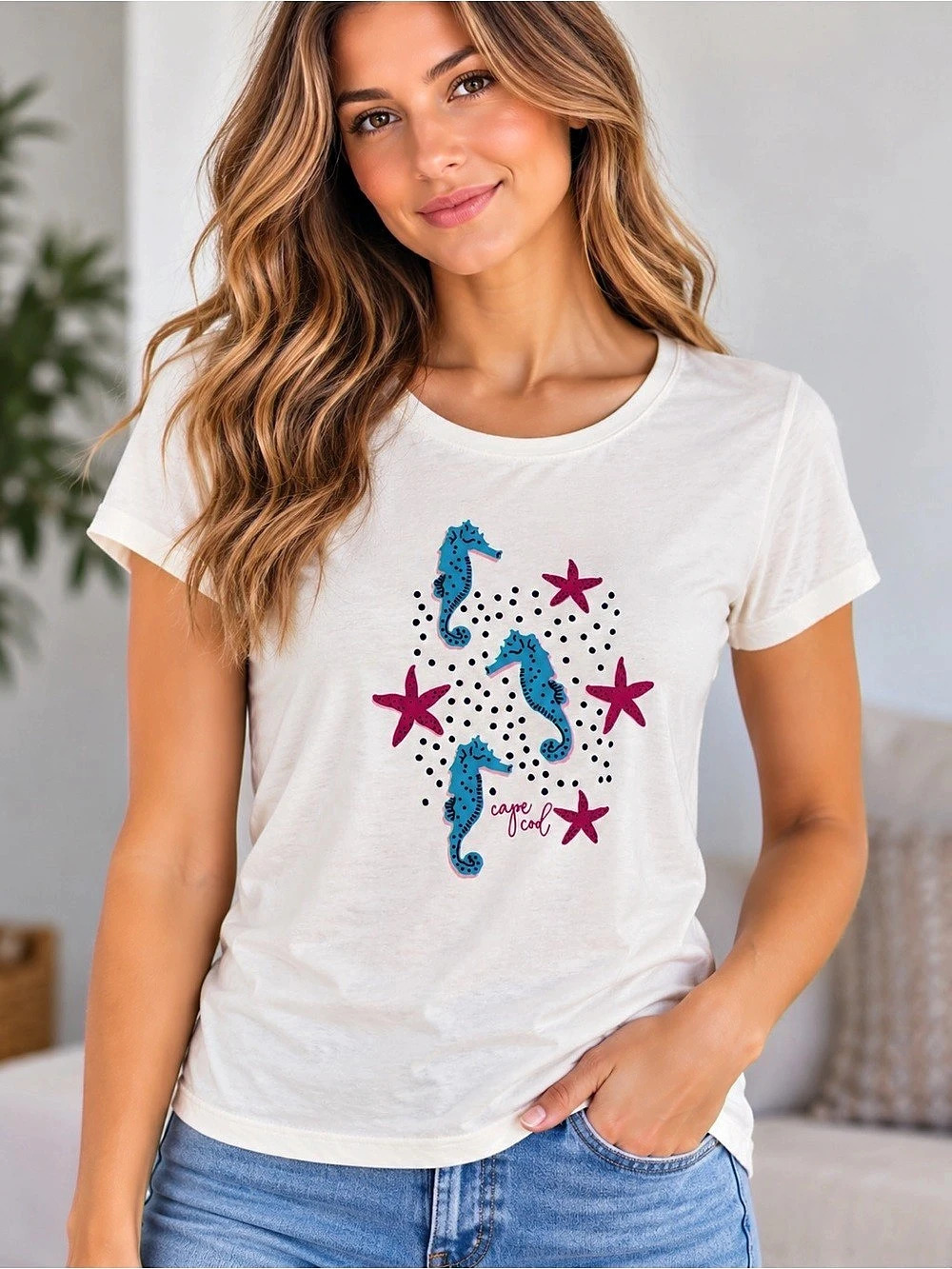 Cuffy's Seahorse Graphic Tee in White Size XL